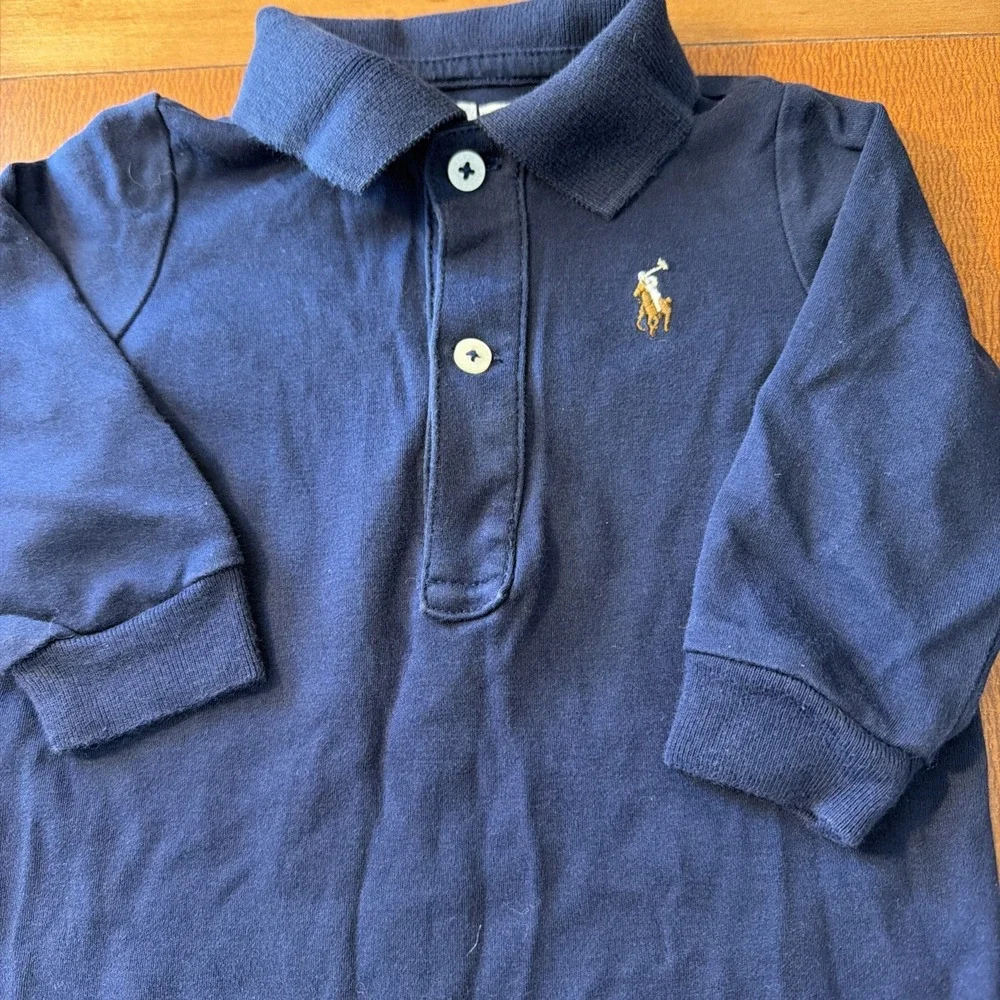 Ralph Lauren Boys 6 Months Navy Blue One Piece Long All Pima Cotton